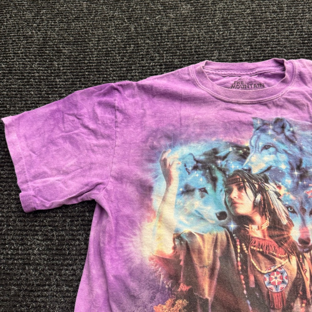 The Mountain Purple Tie Dye Wolf Native American Spirit T-Shirt Mens Medium 2008 - Picture 9 of 13